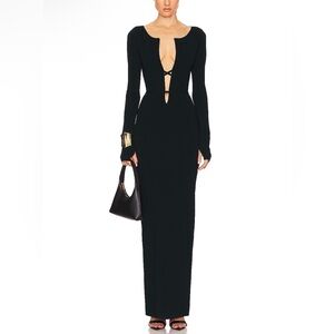 Elegant Black Maxi Dress with Cutout Front